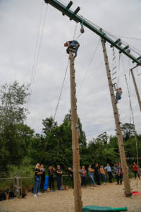 Tom Hartley, director, and Sophie Nash, people administrator, reaching new heights.