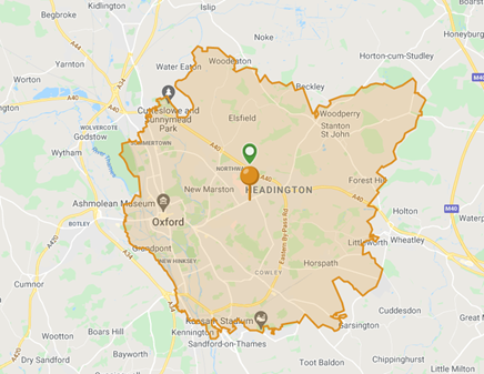 Figure 1 - 3-mile catchment around Headington Oxford